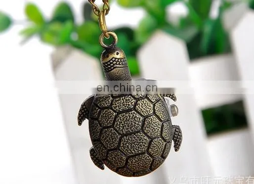 Bronze Vintage Lovely Turtle Mini Small Size Quartz Pocket Watch Women Lady Girl Necklace Pendant Chain Birthday Gifts