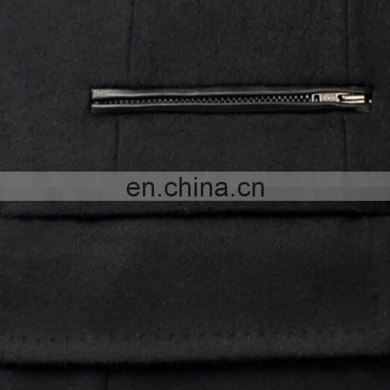 High quality fashion men's wool overcoat slim fit pure color trench coat