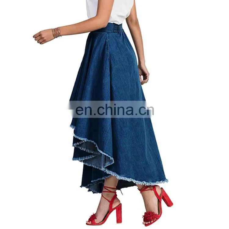 Fashion Latest Design Soft Women Maxi Denim Skirt