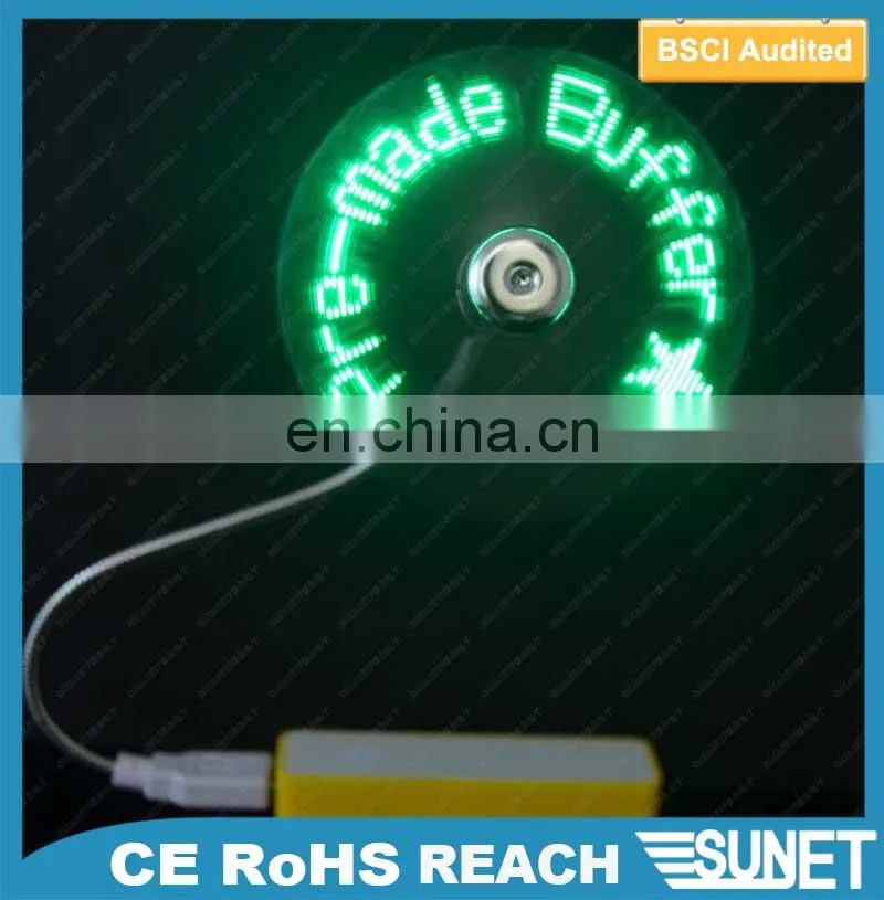 Promotional gift led text message custom letter flashing custom LED usb fan