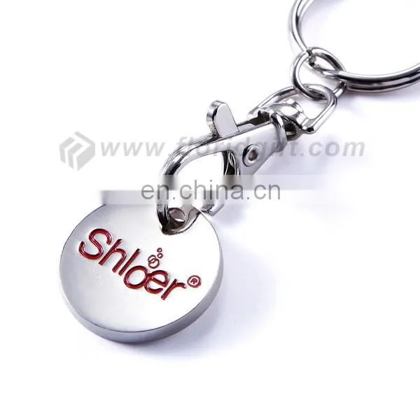 Bulk cheap debossed branding trolley coin key holder