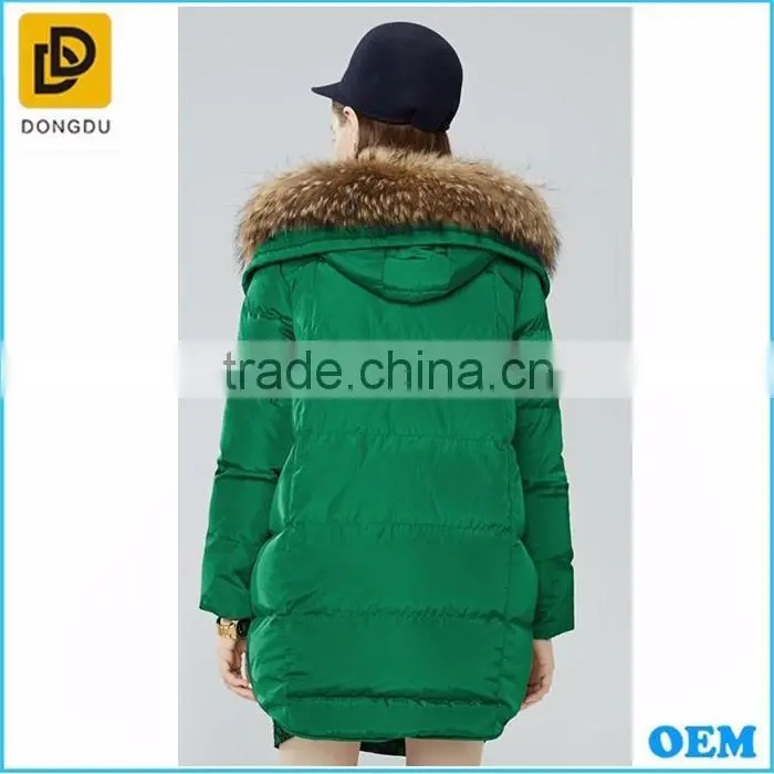 High end elegant green winter coat for ladies