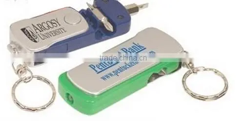 Wholesale mini night used led screwdriver with bits keychains