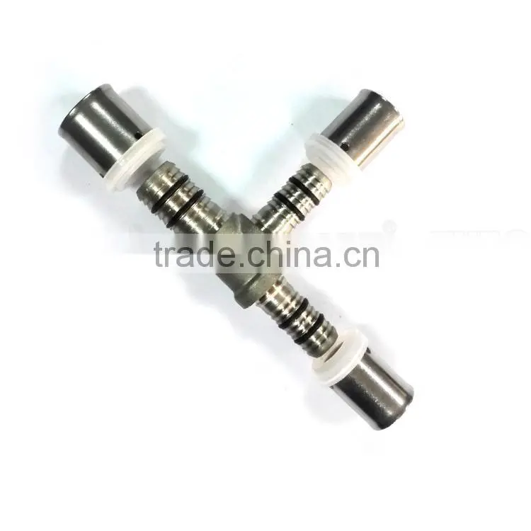 Gas Pipe parts brass 3 Way tube connector copper unequal tee male female tee fitting