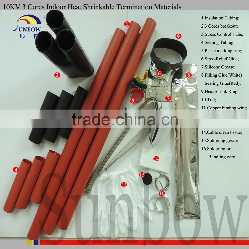 SUNBOW 8.7/15KV 2 Cores Cable Set Heat Shrinkable indoor Terminations