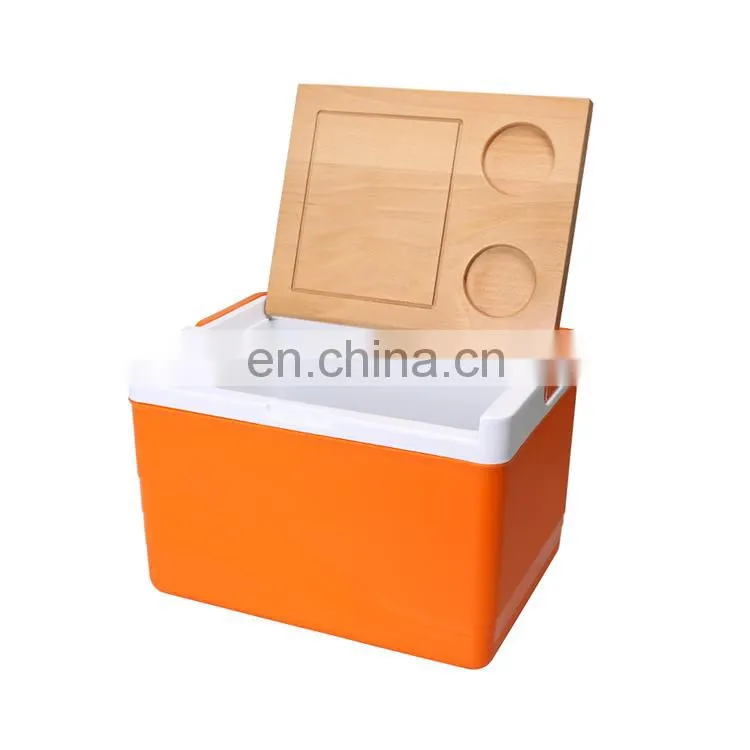 11L pu foam Food grade OEM insulated outdoor picnic cooler box with wooden lid portable cooler box wholesale eco friendly Gint