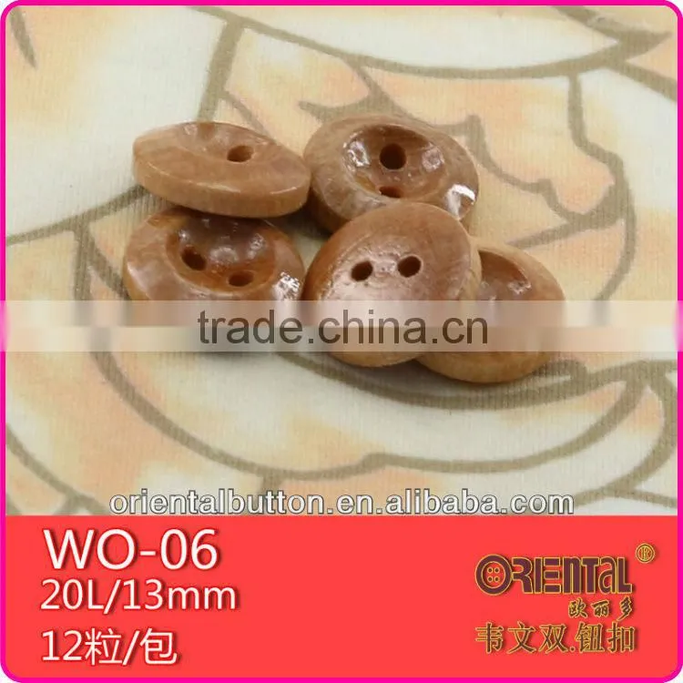 2 holes water proof natural raw material wooden button with sewing holes