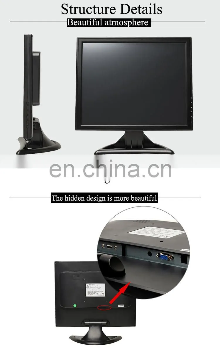 15 17 19 Inch Lcd Cctv Test Hd with 12V Dc Input Advertising Display Desktop Monitor