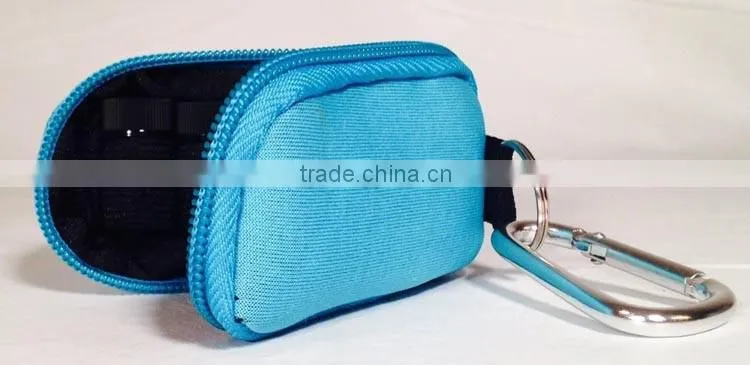 Custom blue Canvas essential oil key chain case bag, professional neoprene essential oil key chain travel case holder