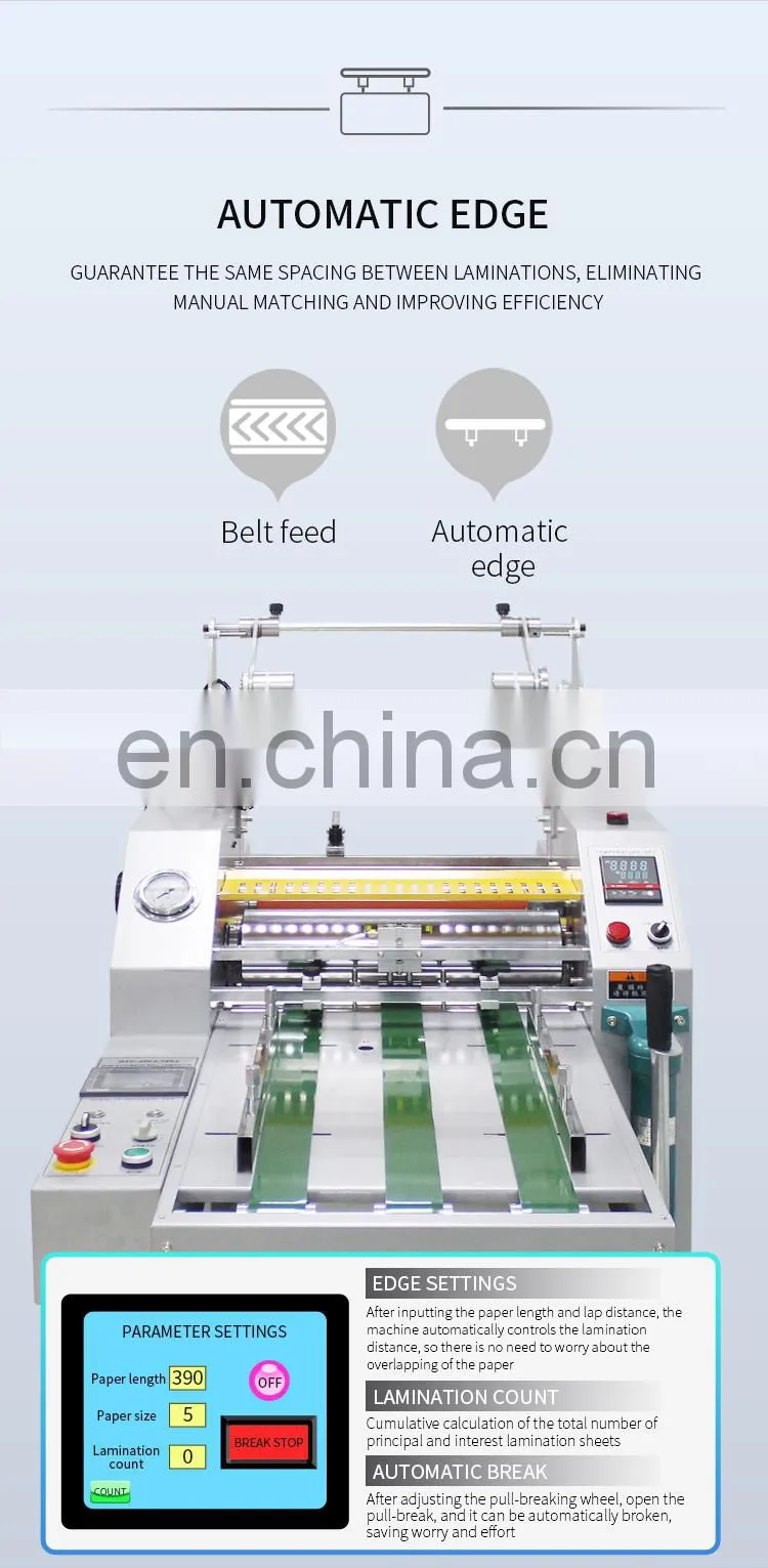 Hot Sale 390Mm Hydraulic Automatic Thermal Roll Laminator Lamination Laminating Machine