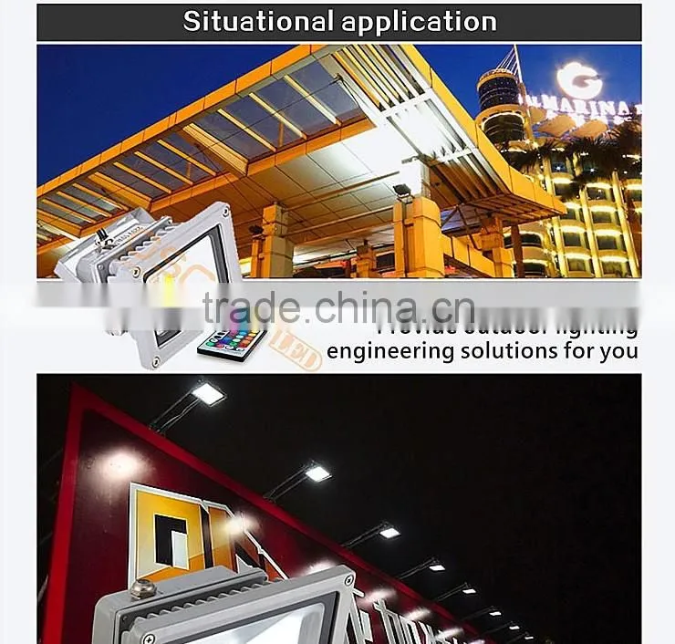 Oscoo Top-Sale IP65 Die Casting Aluminium CE&Rohs 10W RGB LED Flood Light Square Light with Colorful Lights