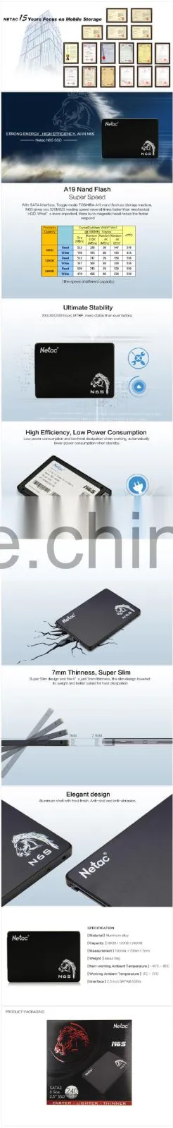 Netac N6S 2.5" SATAIII 6.0Gb/s internal MLC SSD 960GB Solid State Drive