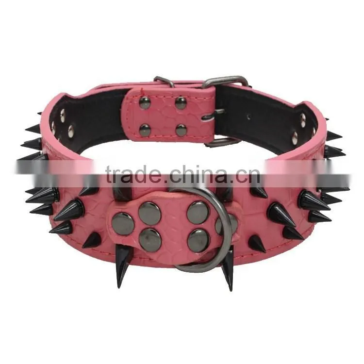 Wholesale pet products large pet collars nails pu leather dog collars