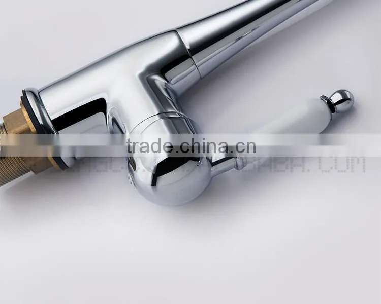 Curved Head Brass Material And Polished Treatment Single Handle Antique Faucet