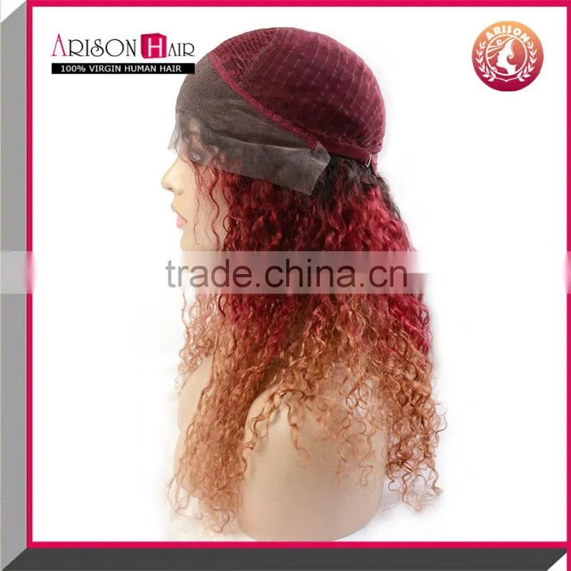 Unprocessed remy virgin peruvian human hair ombre color lace front wig
