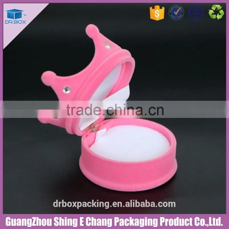 Beautiful creative velvet surface paperboard jewelry box crown shape ring box