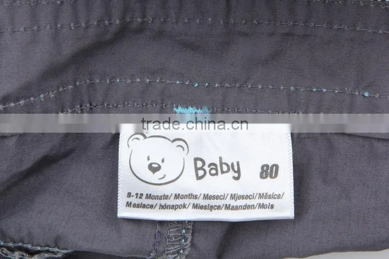 Kid's 100%cotton dark grey cheap stock clothing suspender pants