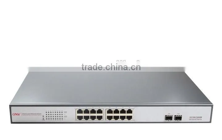 16 port gigabit PoE switch with 48V output IEEE802.3af