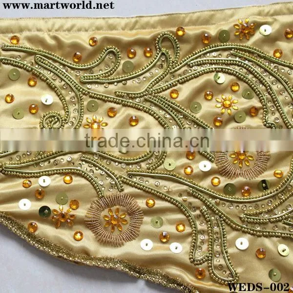Golden handmake embroidery crystal india wedding stage (WEDS-002)