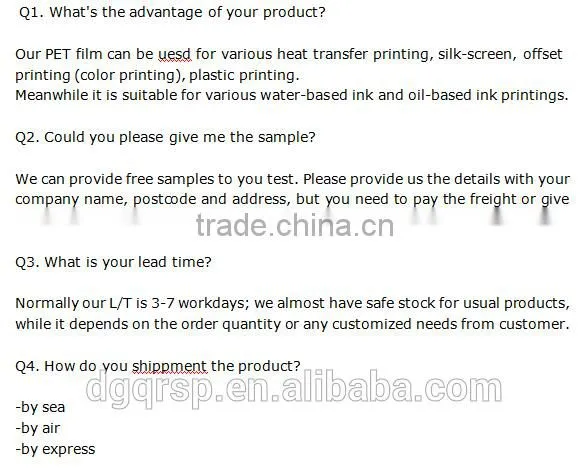 3d heat transfer film,matt release film,75um matt pet film