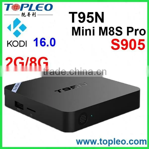 Latest in the market High Quality 2g 8g S905 T95N Mini M8S pro T95N wifi tv smart box Internet Android TV box