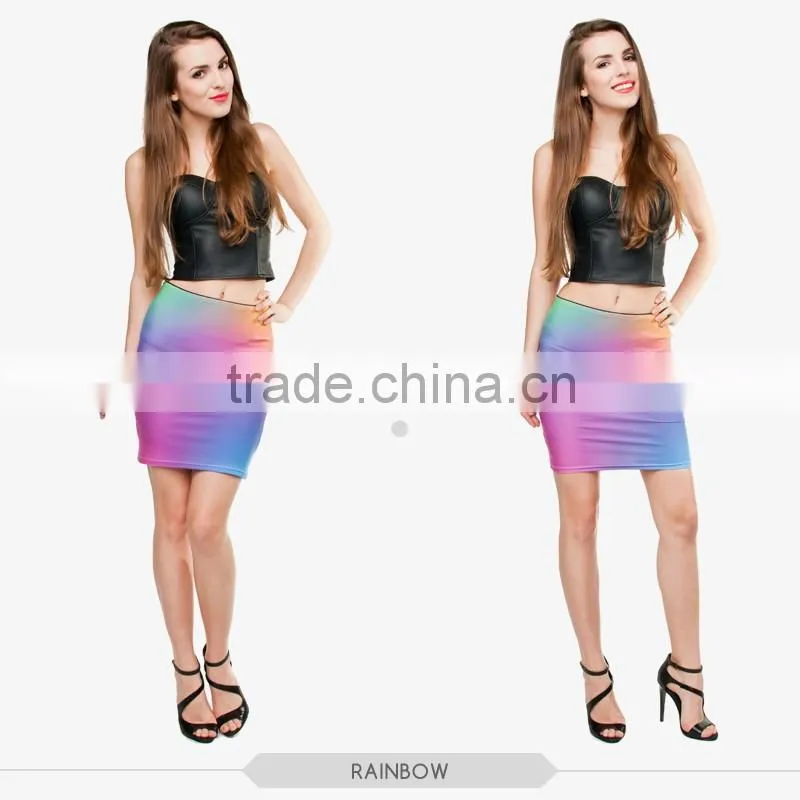 hot sexy gals starry sexy girls tight slim mini skirt high quality 3d digital full print custom hot sale tube stretchy skirt