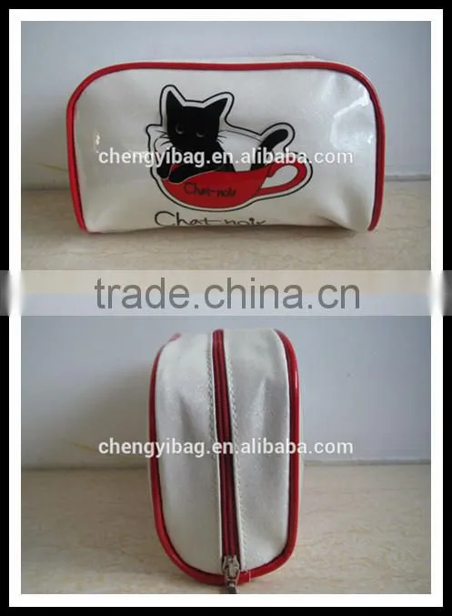 woman cosmetic bag factory oem quality with cat print