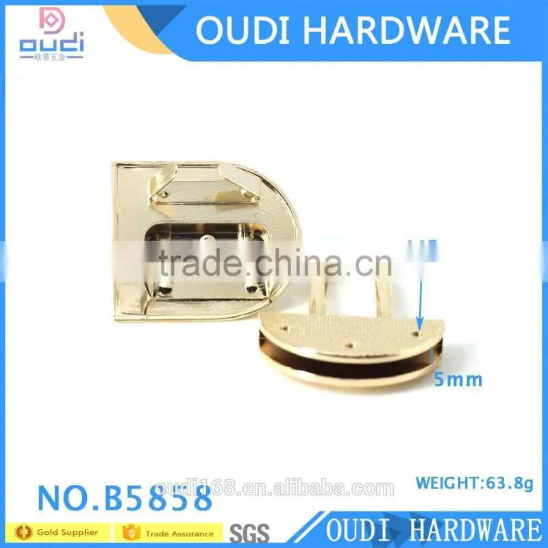 Fashion Handbag Lock Shiny Light Gold Metal Clip Bag Lock For Woman Bag