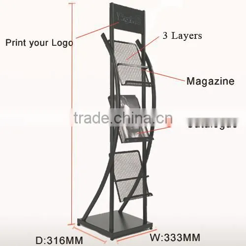 Hot sale 3 tier metal wire magazine rack