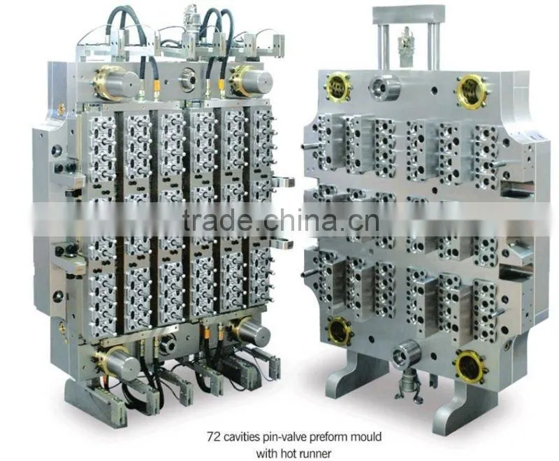 72 cavities pin-valve preform mold with hot runner