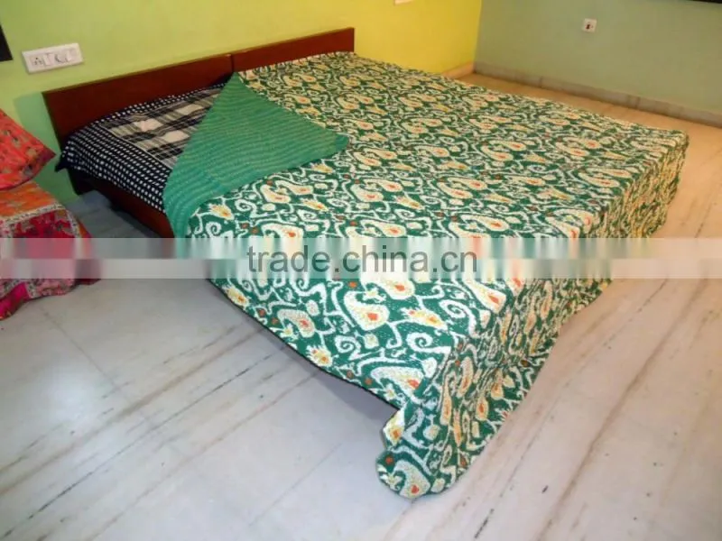 Ikat Kantha Quilt Ikat Bedcover Kantha Bedding Throw