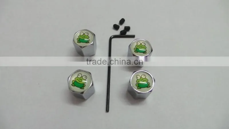 Customized Car Smile Logo Metal Alloy Car Tire Valve Cap With Keychain