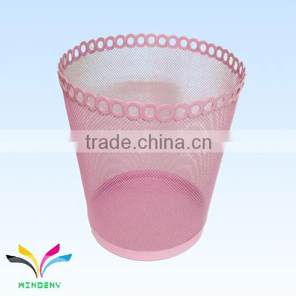 Sturdy metal floor stand pink waste bin kitchen cabinet waste bin