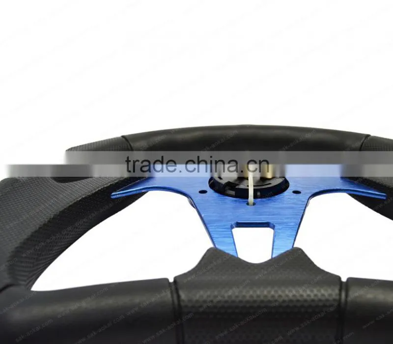 Racing Car Steering Wheel 13inch 14inch, PU Steering Wheel Flat Style