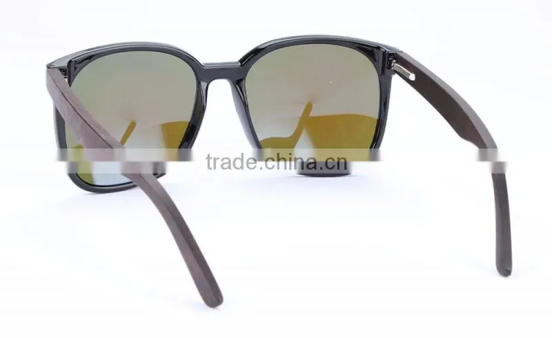 JMP608 Plastic Frame Blue UV400 Lens Ebony temple wood Sunglasses