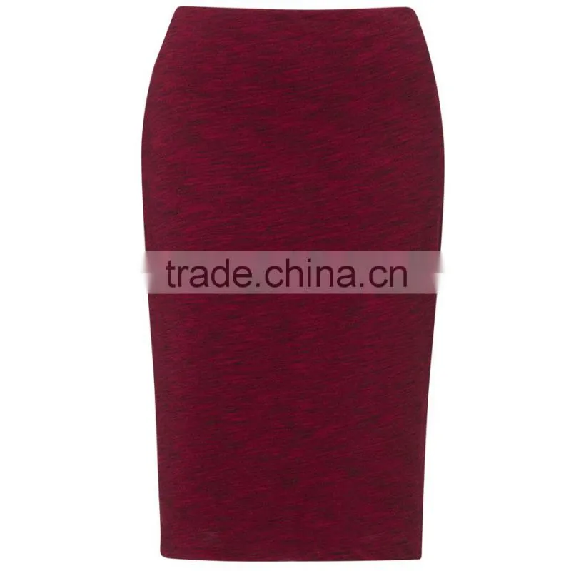 New classic fashion women midi textured red pencil skirt