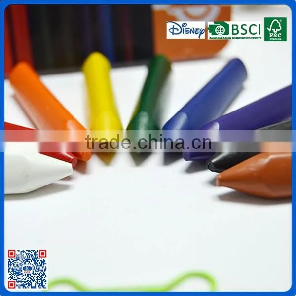 2016 wholesale 10 colors triangle crayon in paer box with logo printed crayon for school students