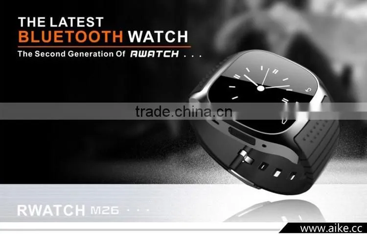 Fashion Sport Bluetooth smart watch M26 wristwatch with Pedometer music player message & call reminder for ios Android phone