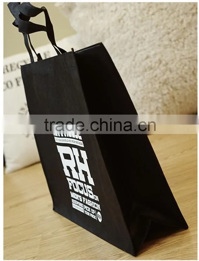 Customized black promotional shopping bag