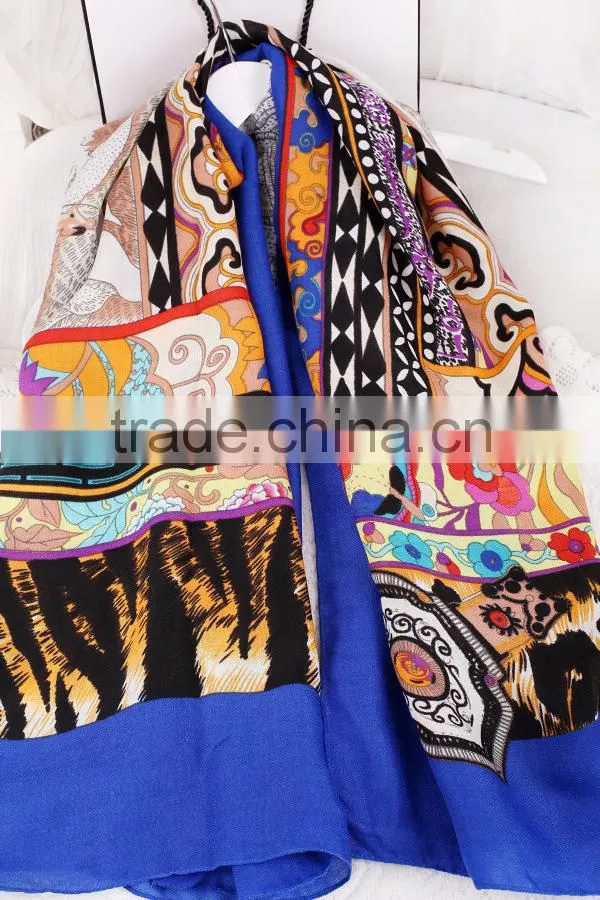 Fashionable Scarf with Unique Pattern,Women Voile shawl print Cotton scarf