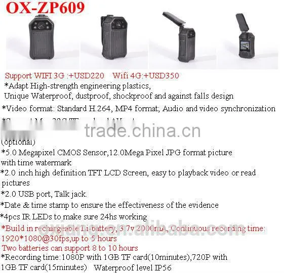 body worn police wearable video wireless camera recorder
