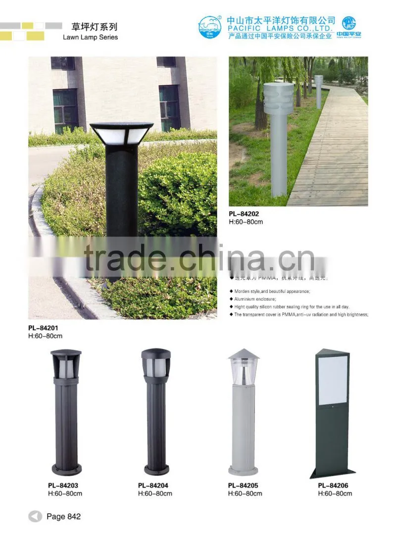 Fahion design solar lawn light bollard Solar light in ZhongShan manufacturer