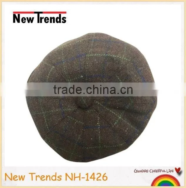 Wool & Cotton man octagonal berets hat newboy caps