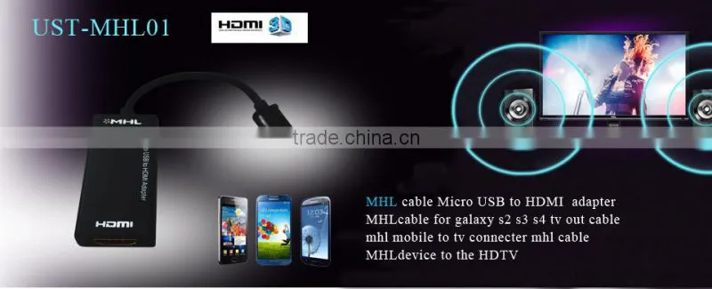 competitive price original /black MHLcable for galaxy s2 s3 s4 tv out cable