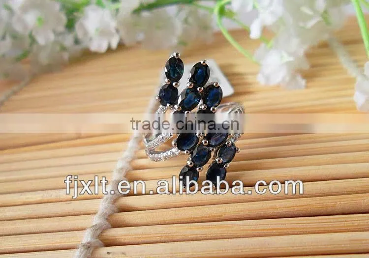 Newest European Style Blue Sapphire Gemstone Silver Ring