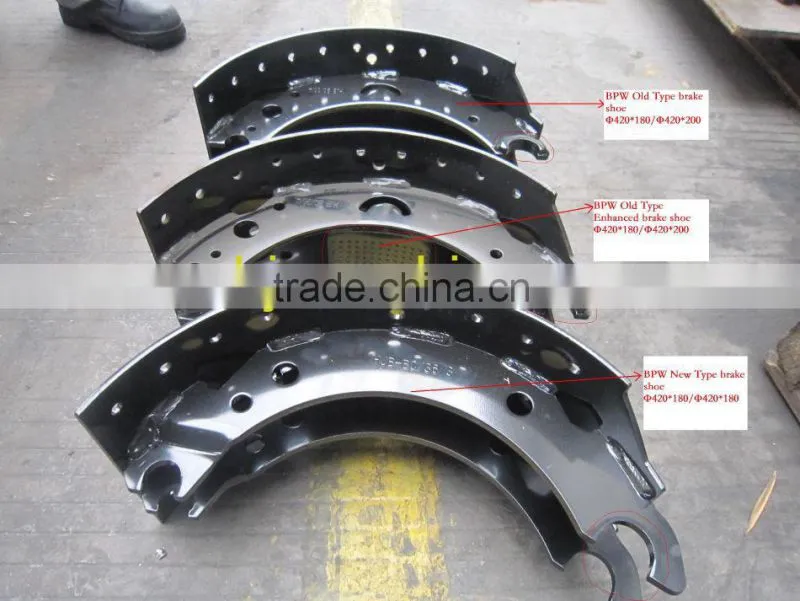 Top sell BPW type international standardsTrailer Brake shoe