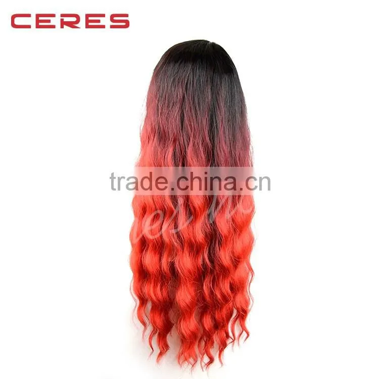 Body wave ombre color synthetic full lace hair wig