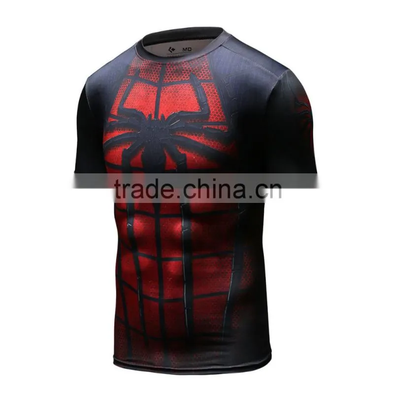 Men's Cool Creative T-Shirt Superheroes Bat-man/Spiderman Logo Short Sleeve Bodybuilding Compression 3D T Shirt