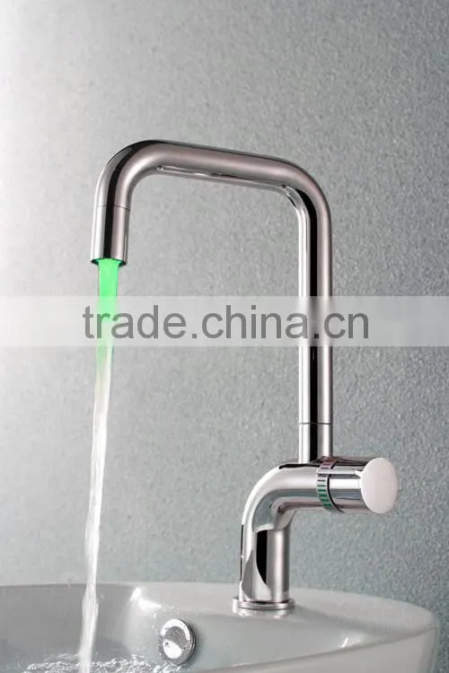 HM-U011 factory supply ornate basin faucet with LED light,,kitchen waterfall faucet
