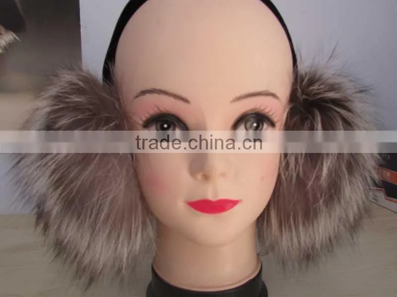 multy color warm fox fur hat earmuffs